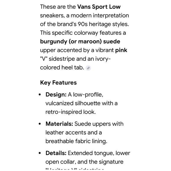 Vans Sport Low Burgundy and Pink Retro Inspired Suede Women’s Uppers Size 6.5 - Picture 6 of 7